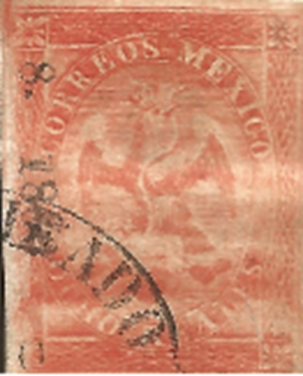 1866 8 real rouge bureau de Jalapa. Période V