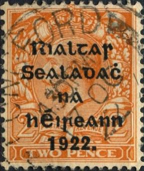 exemple de surcharge de l'Etat libre d'Irlande sur un timbre britannique en 1922