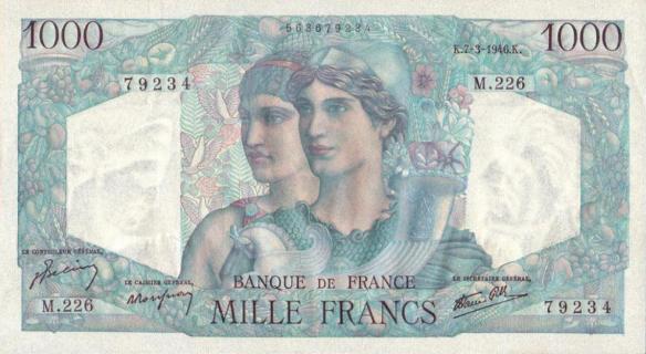 1000_francs_Minerve_et_Hercule_1945_1